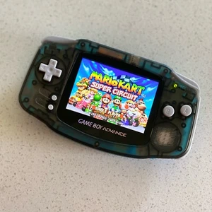 Nintendo Gameboy Advance GBA Game Boy AGB BACKLIT IPS TWO-TONE CLEAR BLACK BLUE - Picture 1 of 3