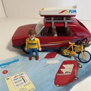 Vtg Playmobil Camping Fun 3237 Car Red Convertible Bike VTG Almost Complete EUC - Picture 1 of 12
