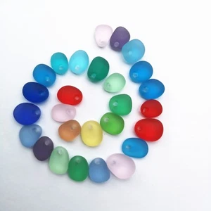 10 pcs 3mm big holes top drilled  sea glass beach glass jewelry making - Picture 1 of 14