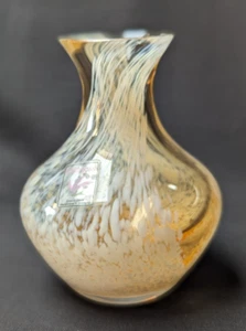 Vintage Caithness Glass Bud Vase. Apricot & White Swirls. Labelled. - Picture 1 of 7