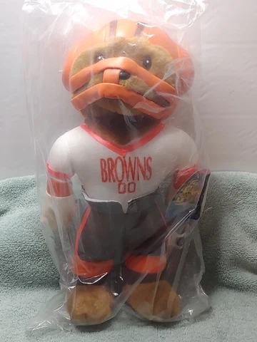 VTG 2000 Cleveland Browns Plush Bear Play Football NFL Stuffed Animal w/Tag Cover