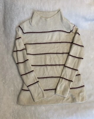 Old Navy Girls Turtleneck Sweater Xs Cream With Striped Pullover Striped - Image 1 of 4