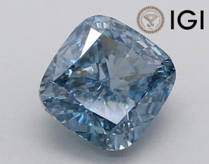 4.08Ct Cushion Cut vivid blue SI1 Clarity IGI Certified Lab Grown CVD Diamond - Picture 1 of 9