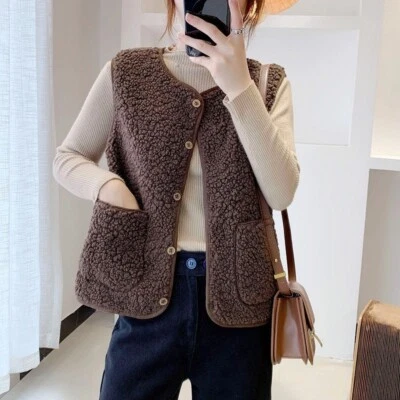 Lady Vest Gilet Top Faux Fur Fleece Waistcoat Sleeveless Coat Casual Loose Gilet - Image 1 of 4