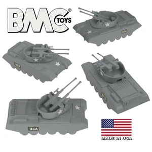 BMC Payton Recast Anti-Aircraft Tank 4pc Gray Plastic Army Men Vehicles - Picture 1 of 6