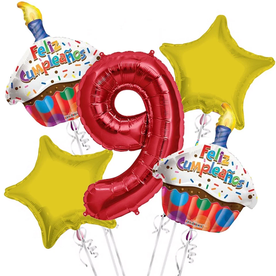 Buquê de balão para cupcakes 8º aniversário 5 peças - Suprimentos para festa - Imagem 1 de 1