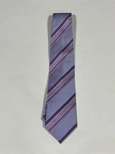 Mens Renoir Purple Stripe Pattern Tie Hand Made Pure Silk NEW - Picture 1 of 3