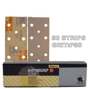 Tiras de lijado abrasivas Rhynogrip Plusline 70x198 mm P80 arena 50 tiras de gancho abrasivo - Imagen 1 de 3