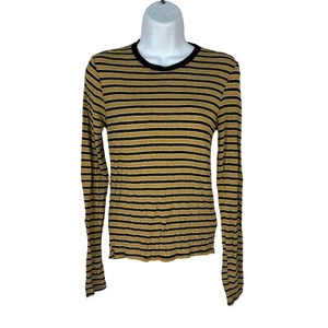 Forever 21 Womens Striped Long Sleeve Top Black & Yellow Size Small - Picture 1 of 4