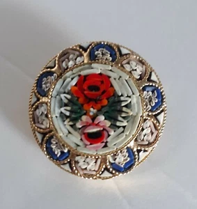 Brosche Mosaik Fliese Schmuck Pin Rosen Design Made in Italy Landhaus Oma Kern - Bild 1 von 3