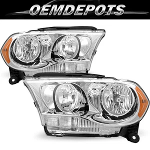FOR 2011-2013 DODGE DURANGO HEADLIGHTS CHROME HOUSING HALOGEN HEADLAMPS LH+RH - Picture 1 of 6