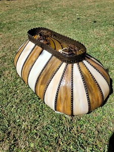 Vintage Tiffany Style Stained Glass Light Hanging Lamp Long Design 30 x 17 x 10 - Picture 1 of 11