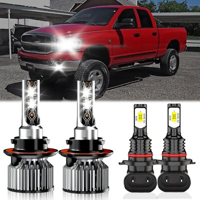 For Dodge Ram 5500 2008-2010 4Pcs LED Headlight Kit High Low Beam Fog Light Bulb - Image 1 of 4