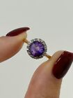 Vintage 18ct Gold and Platinum Amethyst and Diamond Cluster Ring