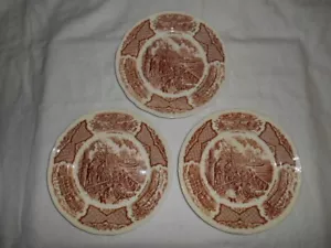 3 ALFRED MEAKIN "FAIR WINDS" Brown Transferware Bread Plates U.S.S. Constitution - Picture 1 of 5