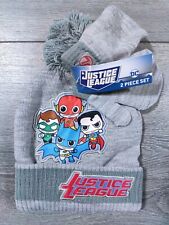Justice League Beanie Toddler Boys Girls Superhero Knit Gloves Winter Set Gift