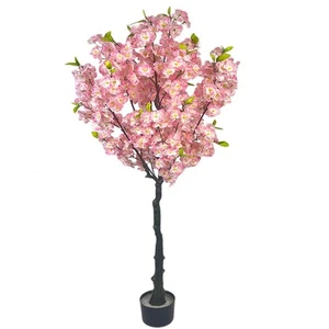 Lifelike Artificial Cherry Blossom Tree Potted Faux Cherry Blossom Tree Plant  - Picture 1 of 15