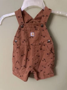 Carhartt Einteiler Latzhose 12M braun fliegende Enten/Gänse Druckknöpfe - Bild 1 von 6