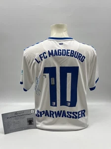 FC Magdeburg Trikot Jürgen Sparwasser signiert Autogramm Hummel XL - Bild 1 von 7