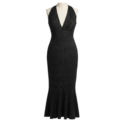 Maxi Vestido Vintage Morton Myles Saks Fifth Avenue Negro Halter Estrás Foto 1 de 4