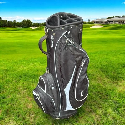 * Сумка для гольфа Slazenger Cart черная и белая 7-полосная с дождевым чехлом легкая ЧИТАЙТЕ - Изображение 1 из 4
