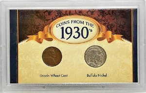 Genuine U.S. Coin Coins from the 1930'S Lincoln Wheat Cent Buffalo Nickel - Picture 1 of 2