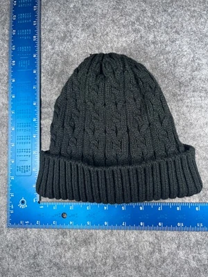 George Beanie Toque Adult One Size Black Cable Knit Acrylic Lined Snow Ski - Image 1 of 4
