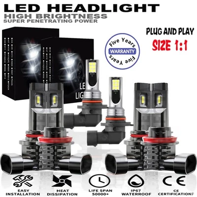 For Ford Lobo 2015 2016-2019 6000K LED Headlight High Low+Fog Lights Bulbs Combo - Image 1 of 4