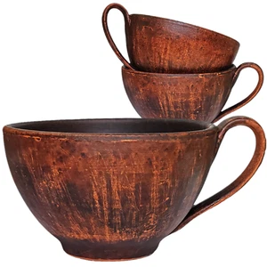 3St Keramiktassenset Tassen Keramik Tasse Smooth Ø13 cm H 7,5 cm roter Ton - Bild 1 von 1