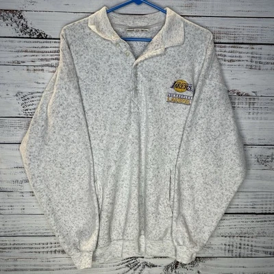 Pullover Henley Grande Vintage Los Angeles Lakers Bordado Logo Cuello Polar Foto 1 de 4