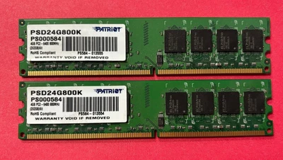 🧁Patriot 4GB (2X2GB) KIT PC2-6400 800MHz RAM MEMORY PSD24G800K - Image 1 of 2