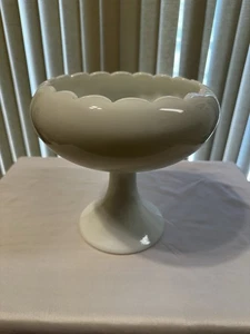 RARE!! Large Antique Milk Glass White Scalloped Rim 7 3/4” Tall  8 1/4” Wide - Picture 1 of 12
