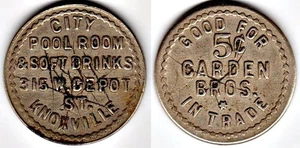 Medaille: City Pool Room & Softdrinks ..Knoxville (Tenn) // GF 5c IT / Carden Bros - Bild 1 von 1