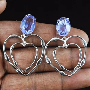 Most Brilliant .925 Sterling Silver 8.00 Grams Quartz Ear Studs/Earrings 60 S654 - Picture 1 of 2