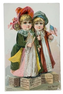 VICTORIAN MERCHANT’S TRADE CARD: TWINS - EMULSIÓN SCOTT’S PARA CONSUMO - Imagen 1 de 3
