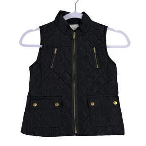 Copper Key Girls Black Gold Quilted Vest Size 6/6X Sleeveless Full Zip Pockets - Picture 1 of 7