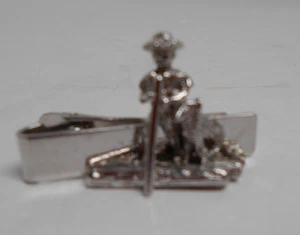 Vintage Silver-tone Tie Bar/ Clip w/ Boy on a Raft w/ his Dog, 1¾" Long - Picture 1 of 3
