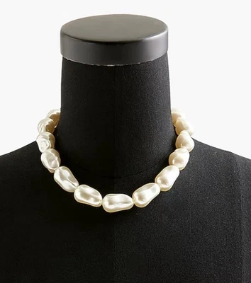 NEW J. Crew Large Faux Pearl Effect Chunky Necklace Irregular Shapes - Image 1 of 4