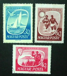 Ungarn, 1959 Sommeruniversität, Plattensee, Scott 1249// 53, 3 Briefmarken, CTO - Bild 1 von 3