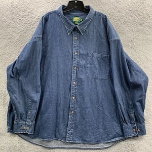 CABELAS Shirt Mens Size 5XL Button Up Denim Blue - Picture 1 of 6