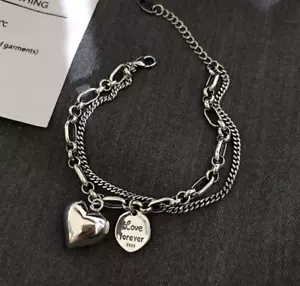 925 Sterling Silver Charms Bracelets For Women Fashion Retro Bracelet Valentine - Picture 1 of 12