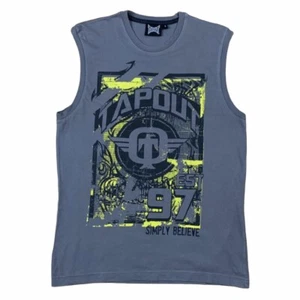 Vintage Tapout Vest Sleeveless Top T Shirt MMA WWE Graphic Grey Y2K Mens Unisex - Picture 1 of 4