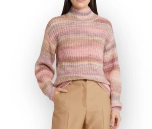 Nordstrom Signature Women's Mock Neck Pink Striped Sweater Multicolor Size S - Picture 1 of 10