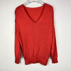 Suéter De Colección Trapos Franceses Rojo Brillante Rayón Slub Boucle Telar a Mano Brenda Francesa - Imagen 1 de 13
