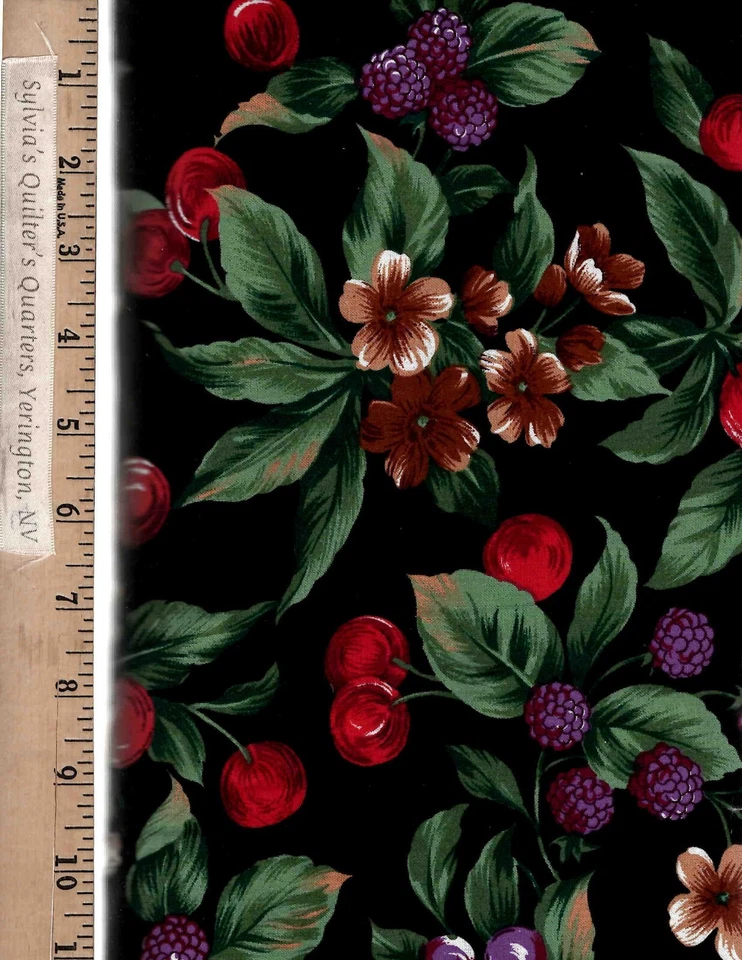 Berries, Cherries & Blossoms 771724 100% Cotton FABRIC priced by the Yard - Image 1 of 1