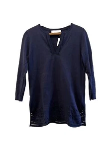 Loft Damen Med Shirt Neu mit Etikett V-Ausschnitt Baumwolle Strick M Navy - Bild 1 von 10