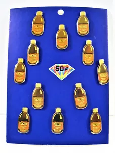 Vintage New York Seltzer Himbeere Soda Flasche Pin Display 12 auf Karte alter Lagerbestand - Bild 1 von 2
