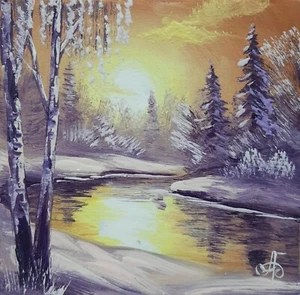 Ukrainischer Künstler Winter Gemälde Geschenk Original Handgemalt Wandbild Wohndeko - Bild 1 von 21