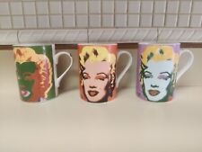 Andy Warhol Marilyn Monroe Pop Art  Set of 3 Coffee Tea Mugs Vintage 1997 Block