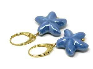 Orecchini stelle marine in ceramica lilla e viola, chiusura argento placcato oro - Picture 1 of 13